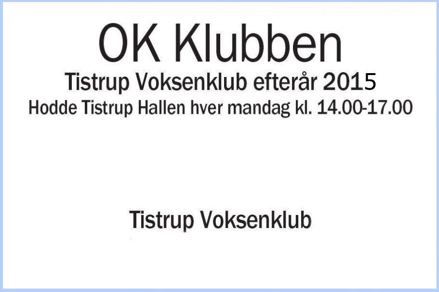 Ok/Voksenklubben - Aflysning af banko på mandag.